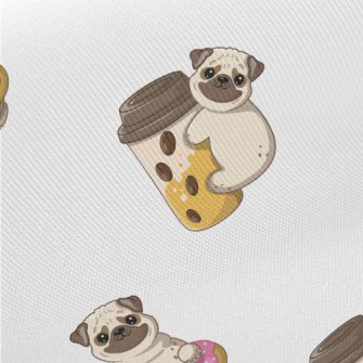 Pug Running Around Midweight Cotton Poplin