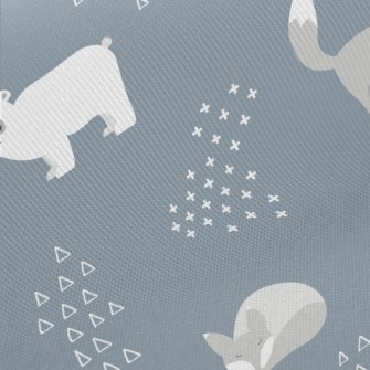 Minimalist Style Fox And Bear Midweight Cotton Poplin