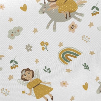 Elf Fairy Riding A Unicorn Midweight Cotton Poplin