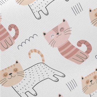 Smiling Cat In Unique Style Midweight Cotton Poplin