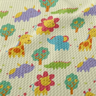 Cute And Adorable African Anim Birdseye Piqué