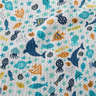 Beautiful Marine Life Birdseye Piqué