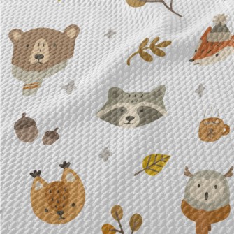 Autumn Cute Animals Birdseye Piqué