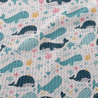 Cute Whale Painting Birdseye Piqué