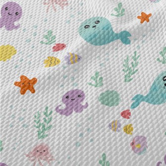 Cute And Lovely Marine Creatur Birdseye Piqué