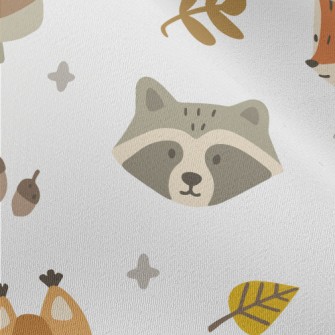 Autumn Cute Animals Chiffon