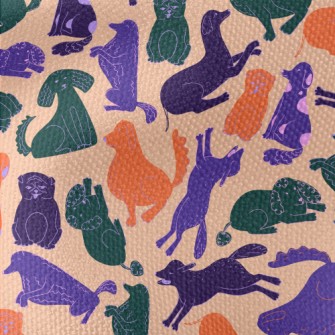 Silhouette Line Colored Dog Waterproof Canvas