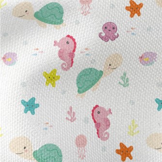 Cute Turtle And Marine Life Waterproof Canvas