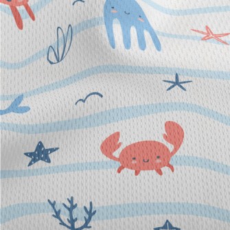 Cute And Gentle Sea Creatures Athletic Mesh Flat Back