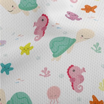 Cute Turtle And Marine Life Athletic Mesh Flat Back