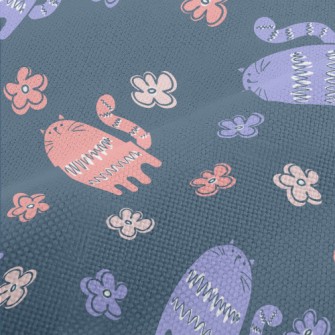 Colorful Gentle Cat Flowers Performance Linen