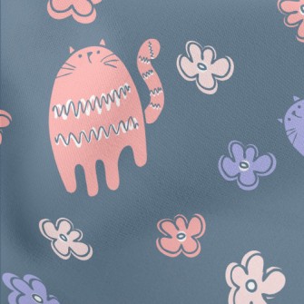Colorful Gentle Cat Flowers Stretch Ponte