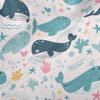 Cute Whale Painting Minky