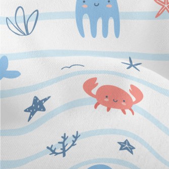Cute And Gentle Sea Creatures Lightweight Performance Linen