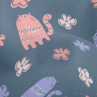 Colorful Gentle Cat Flowers Lightweight Performance Linen
