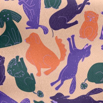 Silhouette Line Colored Dog Jersey Backed Fleece