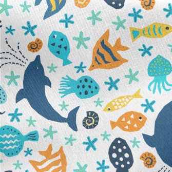 Beautiful Marine Life Jersey Backed Fleece