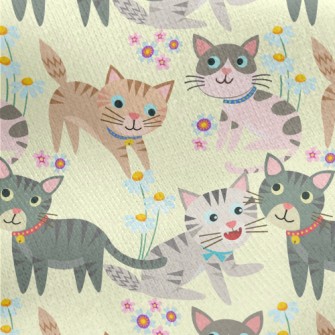 Gentle And Cute Cat Jersey Backed Fleece