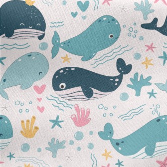 Cute Whale Painting Jersey Backed Fleece