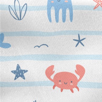 Cute And Gentle Sea Creatures Jersey Backed Fleece