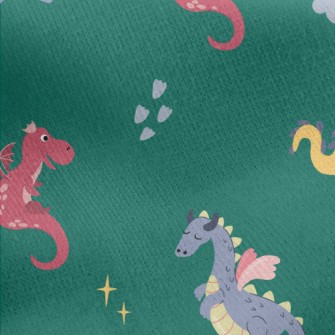 Cartoon Cute Dragon Jersey Backed Fleece
