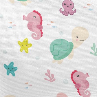 Cute Turtle And Marine Life Pongee