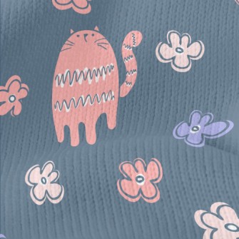 Colorful Gentle Cat Flowers Stretch Jersey
