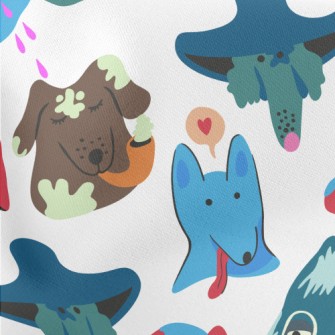 Colorful Graffiti Dog Lightweight Cotton Poplin