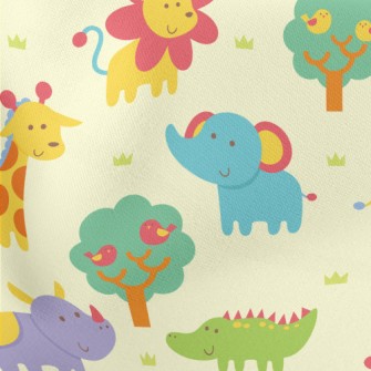 Cute And Adorable African Anim Lightweight Cotton Poplin