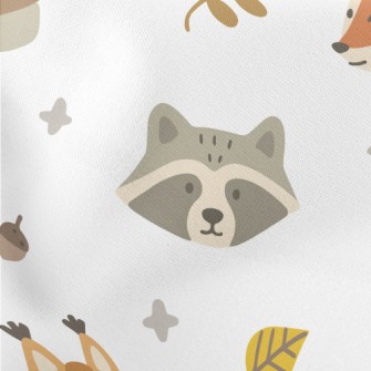 Autumn Cute Animals Lightweight Cotton Poplin