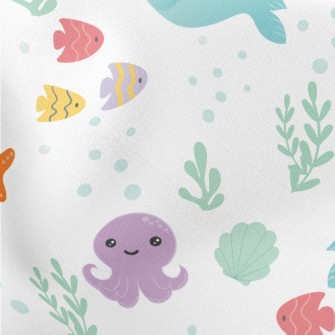 Cute And Lovely Marine Creatur Lightweight Cotton Poplin