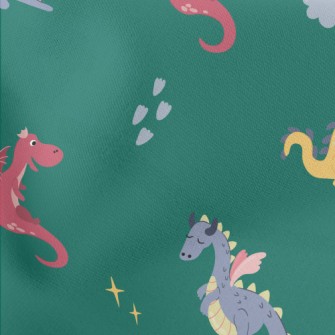 Cartoon Cute Dragon Lightweight Cotton Poplin