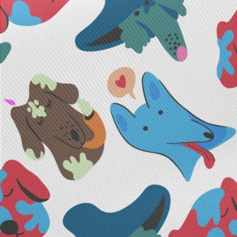 Colorful Graffiti Dog Midweight Cotton Poplin