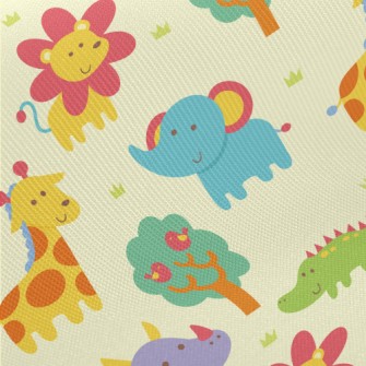 Cute And Adorable African Anim Midweight Cotton Poplin