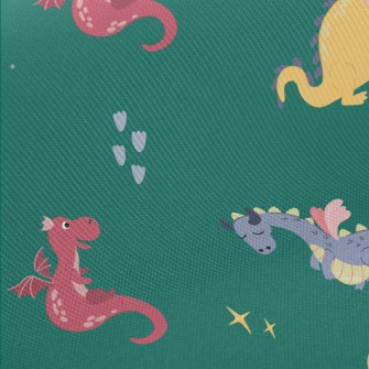 Cartoon Cute Dragon Midweight Cotton Poplin