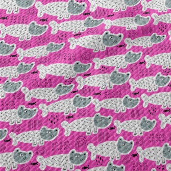 Cute Cat Mermaid Birdseye Piqué