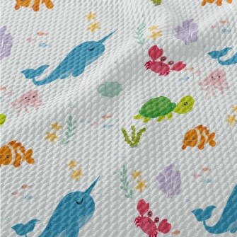 Children&#39;s Cartoon Sea Wor Birdseye Piqué