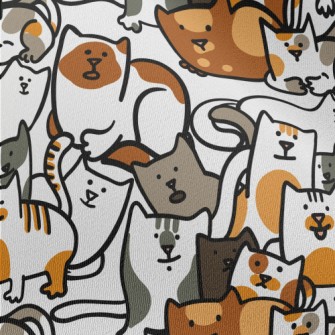 A Group Of Hand Drawn Cute Cat Chiffon