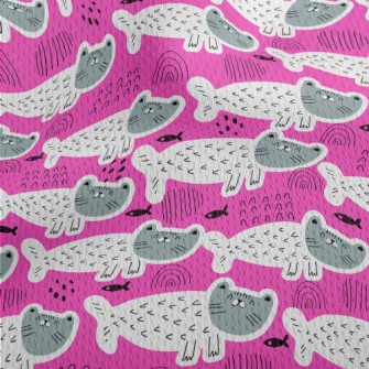 Cute Cat Mermaid Athletic Mesh Flat Back