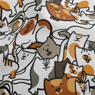 A Group Of Hand Drawn Cute Cat Athletic Mesh Flat Back