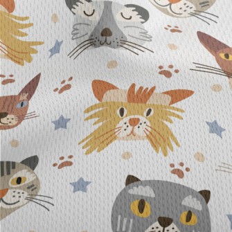 Cartoon Cute Cat Athletic Mesh Flat Back