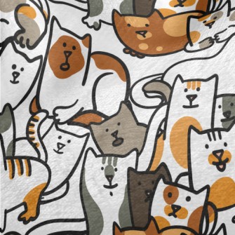 A Group Of Hand Drawn Cute Cat Minky