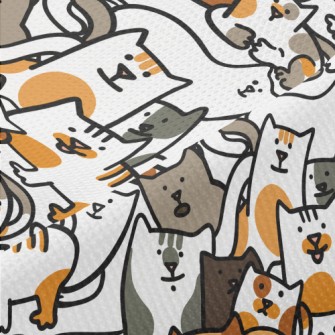 A Group Of Hand Drawn Cute Cat Piqué