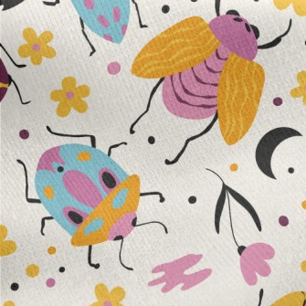 Brightly Colored Insects Jersey Backed Fleece