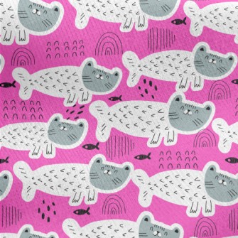 Cute Cat Mermaid Jersey Backed Fleece