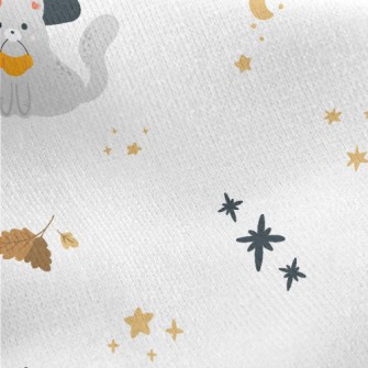Halloween Cute Cat Jersey Backed Fleece