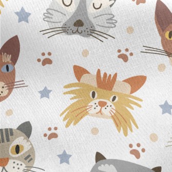 Cartoon Cute Cat Jersey Backed Fleece