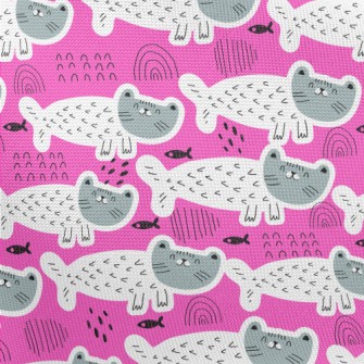 Cute Cat Mermaid Pongee