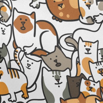 A Group Of Hand Drawn Cute Cat Pongee