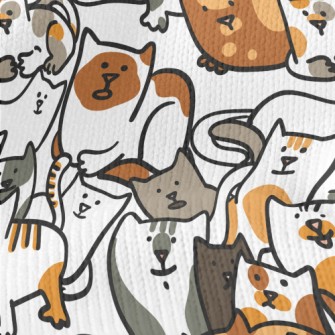 A Group Of Hand Drawn Cute Cat Stretch Jersey